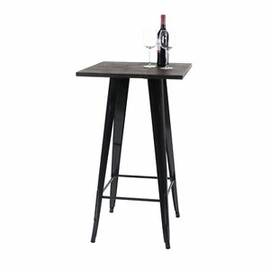 Bistrotisch HWC-A73 inkl. Holz-Tischplatte, Stehtisch Bartisch, Metall, schwarz - Bild 1 von 8