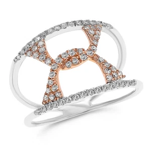 ANILLO ANCHO DE MANO DERECHA DE CÓCTEL REDONDO DE DIAMANTES PAVIMENTADO ROSA DE 14K - Imagen 1 de 1