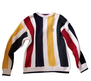 Vtg Chaps Ralph Lauren Mens Hand Framed Pullover Crewneck Sweater M Striped 90s1 - Picture 1 of 9