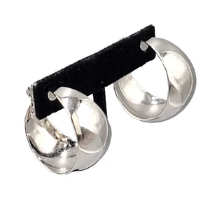 Vintage Monet Wide Hoops Clip on Earrings Silver tone 1.25 in - Picture 1 of 5