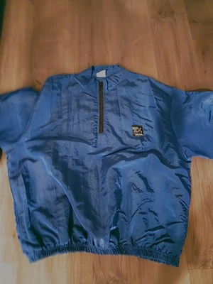 Vintage Surf Style 1/4 Zip Pullover Windbreaker Jacket One Size Blue Iridescent  - Image 1 of 4