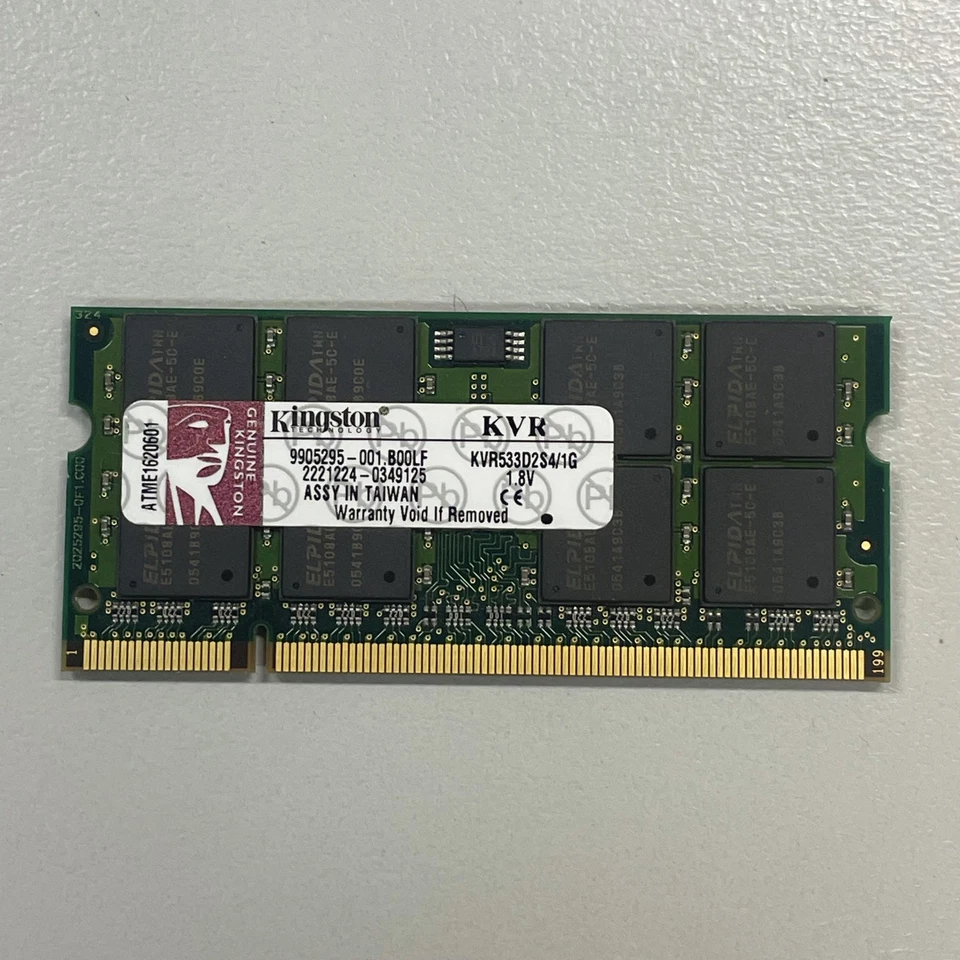 Kingston 1GB DDR2 RAM PC2-4200 533MHz non-ECC Unbuffered SODIMM KVR533D2S4/1G - Image 1 of 4