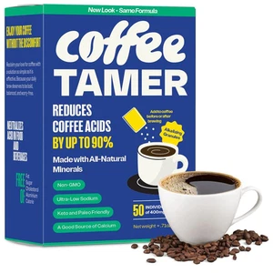 Coffee Tamer Coffee Acid Reducing Granules 50 Pack Box - Reduces Coffee Acids by - Picture 1 of 12