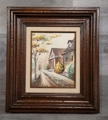 Vtg Textured Oil On Canvas Painting of a Rural Autumn Scene Signed S. Pickles - Image 1 of 4