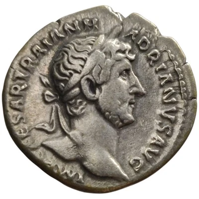 123 AD Hadrian AR Denarius Roma Ancient Roman Empire Silver Coin Rome Mint 4K - Image 1 of 2