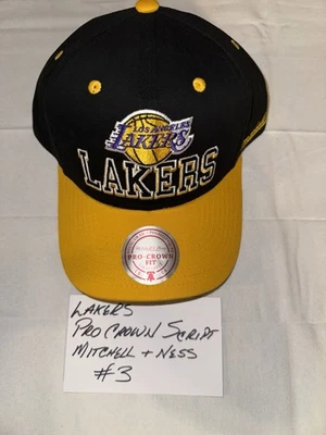 Chapéu Los Angeles Lakers Mitchell & Ness Pro Crown - Novo em folha - Roteiro - Preto/ouro 3 - Imagem 1 de 4