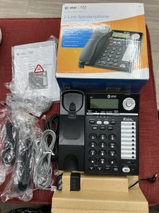 Genuine AT&T (993) Black 2 Line Corded Telephone With Speakerphone & Manual  - Zdjęcie 1 z 3