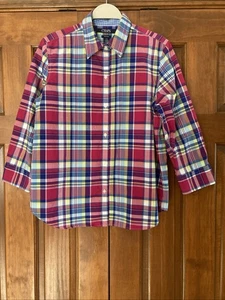 Chaps mehrfarbig kariertes bügelfreies Baumwollhemd mit Knopfleiste Damengröße Large L - Bild 1 von 6