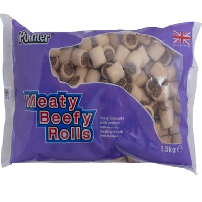 MEATY BEEFY ROLLS - (1.5kg) - Pointer Dog Biscuits Treat Marrowbone Dry Pet Food - Image 1 of 3