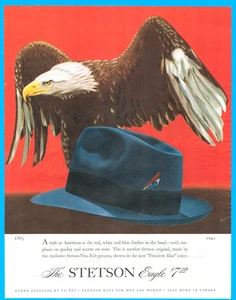 Stetson eagle patriotic hat for men fashion style print ad 1942 WWII - Picture 1 of 3