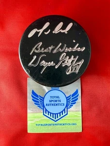 WAYNE GRETZKY & MARIO LEMIEUX Autographed PUCK w/COA (TSA) + FREE SHIPPING! - Picture 1 of 7