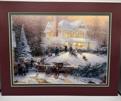 Thomas Kinkade 14英寸x11英寸哑光印花圣诞雪天带圣诞树 — 第 1/4 张图片