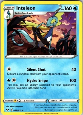 Inteleon 059/202 Rare Regular SWSH01: Sword & Shield Base Set NM - Image 1 of 2