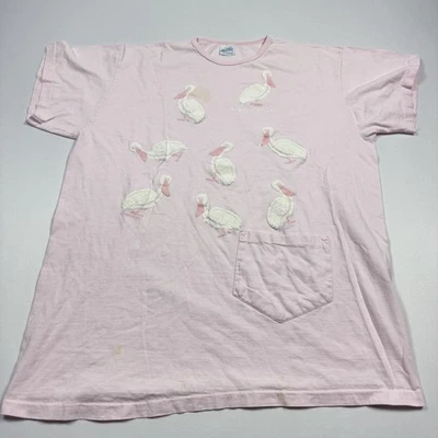 Camiseta Alore Vintage Años 80 Pelícanos Bolsillo Inferior Punto Único Rosa Para Mujer 3XL Foto 1 de 4