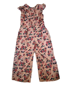 Girls Janie And Jack Pink Floral Jumpsuit Romper Size 6 Spring Summer - Picture 1 of 8