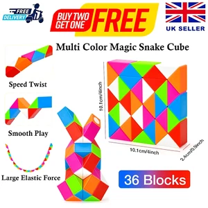 Qiyi Magic Snake Cube 36 Blocks 3D Twist Toy Brain Teaser Mind Novelty Puzzle-6+ - Picture 1 of 12