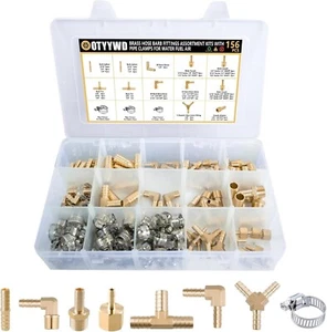 156Pcs Hose Barb Fuel Line Fittings Assortment Kit Barb Splice/Coupler and more - Picture 1 of 7