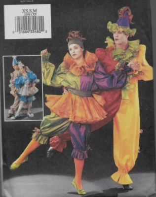 Butterick SEW PATTERN 3598 Adult CLOWN JESTER PIERROT DANCE COSTUME XS S M UNCUT - Image 1 of 4