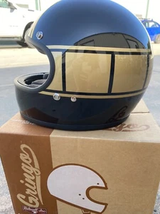 Biltwell Gringo Motorcycle Street Full Face Helmet Gloss Black Holeshot XS Gold - Picture 1 of 6