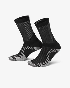$30 Nike Air Trail Running Dri-Fit Crew Wool Socks Black 1 Pair sz L 10-11.5 - Picture 1 of 8