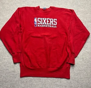 Vintage 90's Champion Reverse Weave Philadelphia Sixers Crewneck Sweatshirt XL - Picture 1 of 9
