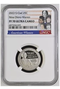 2022 S NINA OTERO-WARREN AW Quarter CLAD PROOF NGC PF 70 Ultra Cameo - Picture 1 of 5