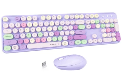 UBOTIE Colorful Computer Wireless Keyboard Mouse Combos, Typewriter FlexibleKey - Image 1 of 4