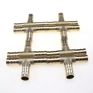 8x Brass Hose Barb Fitting Pipe Tubing Splicer Fuel Water Gas Tee3 Way 3/8"10mm - Picture 1 of 9