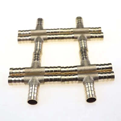 8 латунных штуцеров шланга фитинг трубы соединитель топлива воды газа Tee3 путь 3/8 дюйма 10 мм - Изображение 1 из 4