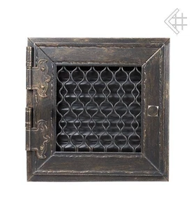 Kamin Gitter LÜFTUNGSGITTER Luftgitter retro graphit 19x19 1-flügelig mit Tür - Bild 1 von 4