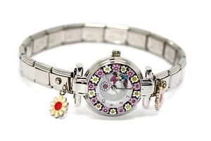 Minnie Mouse Murano Glass Charm Watch by Walt Disney Collection Swiss Movement - Picture 1 of 3