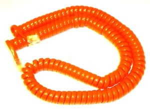 Cable de auricular telefónico con marcación giratoria "naranja brillante" vintage de 1980 NOS ITT "naranja brillante" sin usar - Imagen 1 de 3
