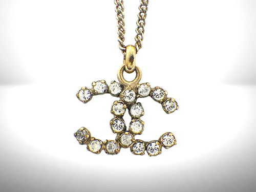 Collana CHANEL CC Logo Strass GP Catena Colore Oro 44cm Donna Giappone [U