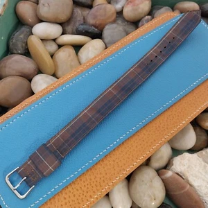 19mm Blue Tartan Plaid Classic Unused Classic nos 1950s Vintage Watch Band - Picture 1 of 6