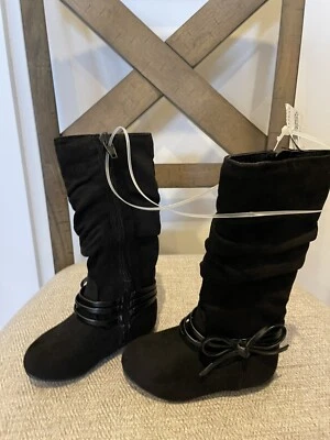 Okie Dokie Baby Toddler Size 5M Black Boots Lil Haven New Faux Suede - Image 1 of 2