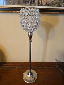 Essential Decor Crystal Cup Tall Candle Holder Iridescent 21" Tall - Picture 1 of 16