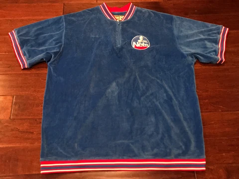 NBA Hardwood Classics G III Carl Banks New Jersey Nets Warm Up Shirt Sz XXXL Cover