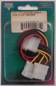 Cavi Unlimited Cavo Alimentazione 14 in "Y" Drive 1x Maschio a 2x Femmina 4 Pin Molex - Foto 1 di 1