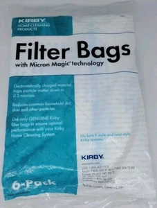 New Kirby 6 Pack F & Twist Style Micron Magic Plus HEPA Vacuum Filter Bag 204811 - Picture 1 of 5