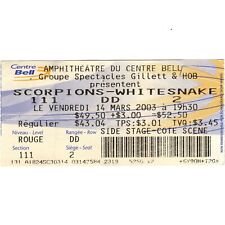 SCORPIONS WHITESNAKE DOKKEN Concert Ticket Stub MONTREAL QC 3/14/03 CENTRE BELL