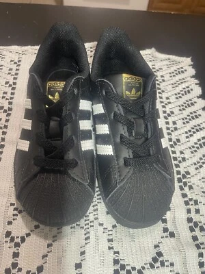 Tênis Adidas Superstar I infantil Core preto-nuvem branco EF5396 tamanho 9K - Imagem 1 de 4