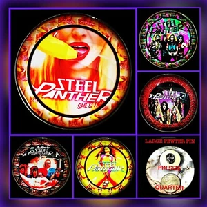 STEEL PANTHER FIVE LARGE PIN ALBUM COVER COLLECTION AND CONCERT CHARMS - Picture 1 of 7