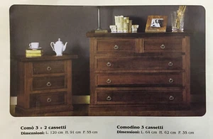 TRITTICO COMO' E COMODINI IN LEGNO NOCE CAMERA DA LETTO - Imagen 1 de 1