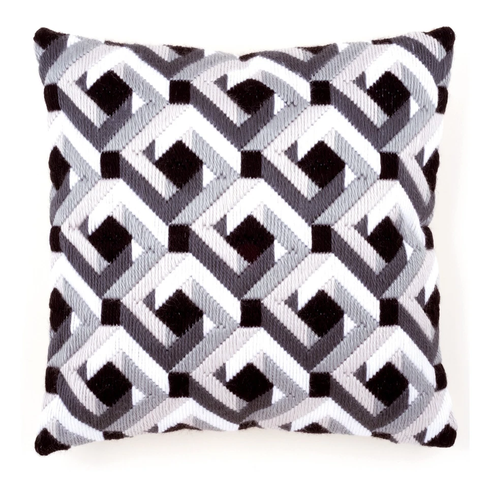 Vervaco ~ Cushion Long Stitch Kit ~ Black & White - Image 1 of 1