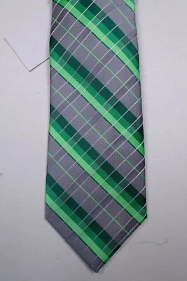 Corbata de cuello VAN HEUSEN gris verde a rayas a cuadros 100 % seda precio de venta sugerido por el fabricante 69 USD nueva Foto 1 de 2