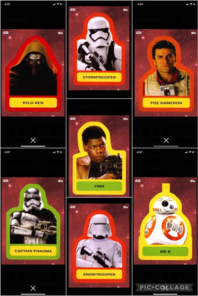Topps Star Wars Digital Card Trader 7 Card Red Sticker Art 4 Insert Set - Image 1 of 1