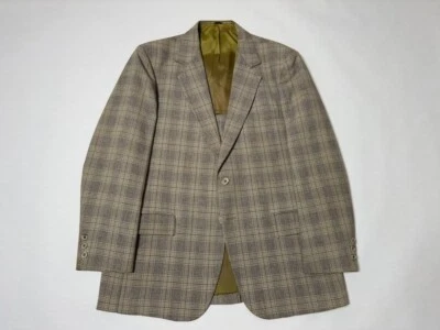 Chaqueta de traje a cuadros beige de los años 60 para hombre talla 44R abrigo deportivo vintage blazer retro Foto 1 de 4