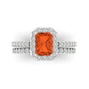2.16 tcw Emerald Cut Engagement Ring for Women, 14K White Gold Red Promise Ring - Picture 1 of 5