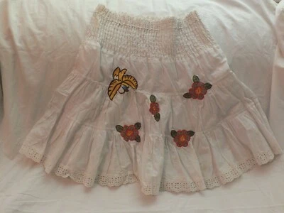 Bloomingdales Aqua Brand Boho Peasant WHITE Skirt Size M - Image 1 of 4