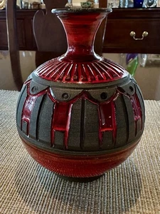 Larry Allen Pottery Vase Wheel Thrown Bottle Signed Dark Red Glaze 5" Tall - Picture 1 of 7